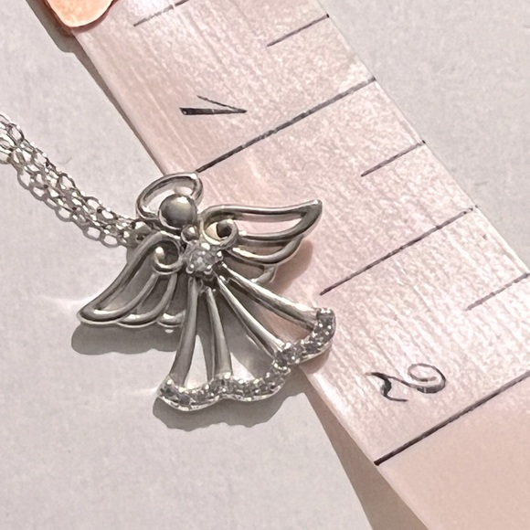 Sterling Silver Cubic Zirconia Angel 18" Pendant Necklace - Picture 7 of 7